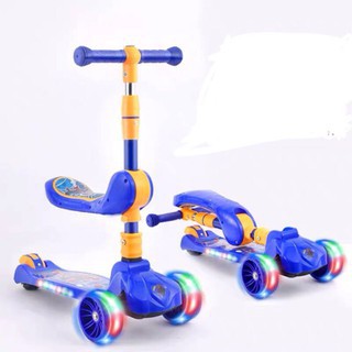 🍁 Xe Scooter, Xe Trượt Cho Bé Bánh Có Đèn Có Nhạc 3 in 1 Chịu Lực 90KG