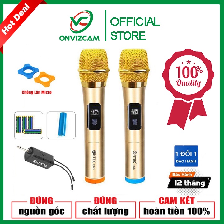 Micro hát karaoke Ontekco E6S loa kéo, bluetooth loa gia đình karaoke, chống hú, âm vang. Bảo hành 12 tháng