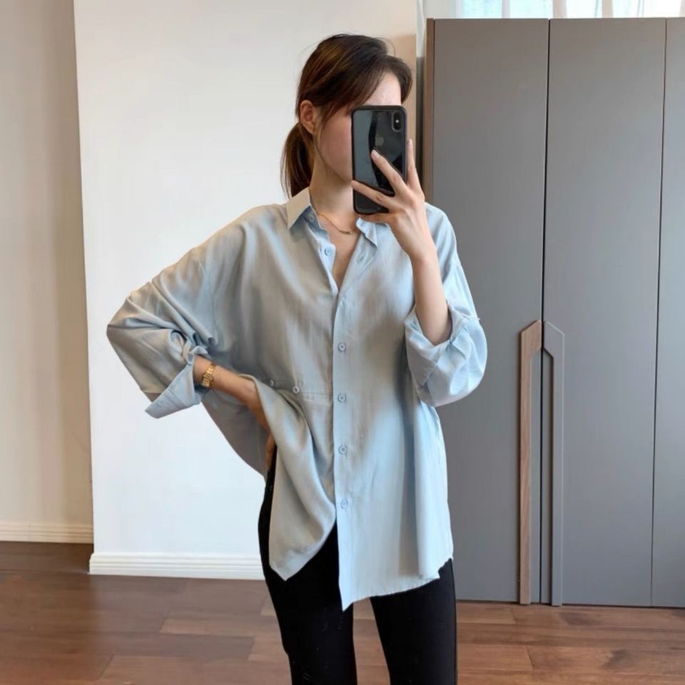 Áo sơ mi BH tay dài dáng rộng phong cách Hàn Quốc thời trang 2021