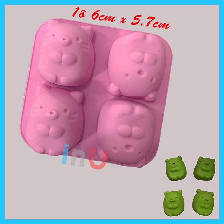 HCM - Khuôn silicon hoạt hình Khỉ, Gà, Heo, Doremon đổ rau câu pudding, nướng bánh bông lan BSI