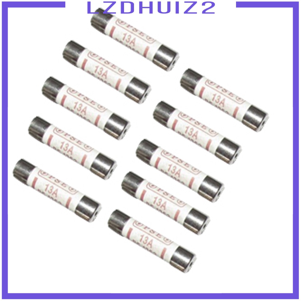 Bộ 10 ống cầu chì bằng gốm ceramic BS1362 13A 6x25 chuyên dụng cho văn phòng và trong nhà