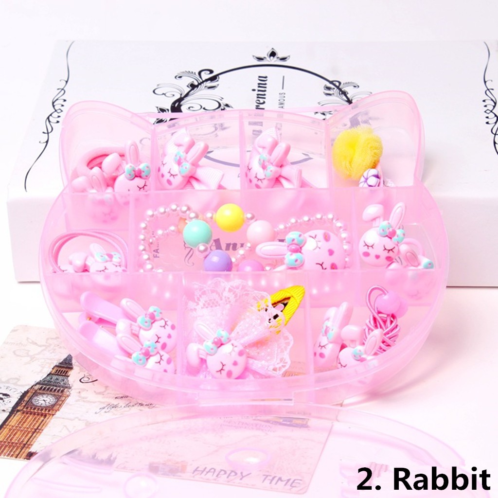 Bộ Kẹp Tóc + Dây Buộc Tóc Hình Hello Kitty / Mickey Cho Bé Gái