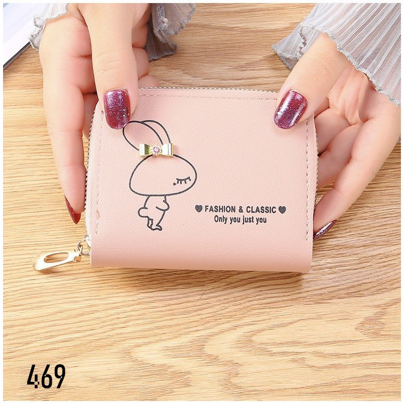 VÍ NGẮN NỮ CẦM TAY SIÊU CẤP 469 CHÚ THỎ CÓ NƠ FASHION CLASSIC SIÊU DỄ THƯƠNG