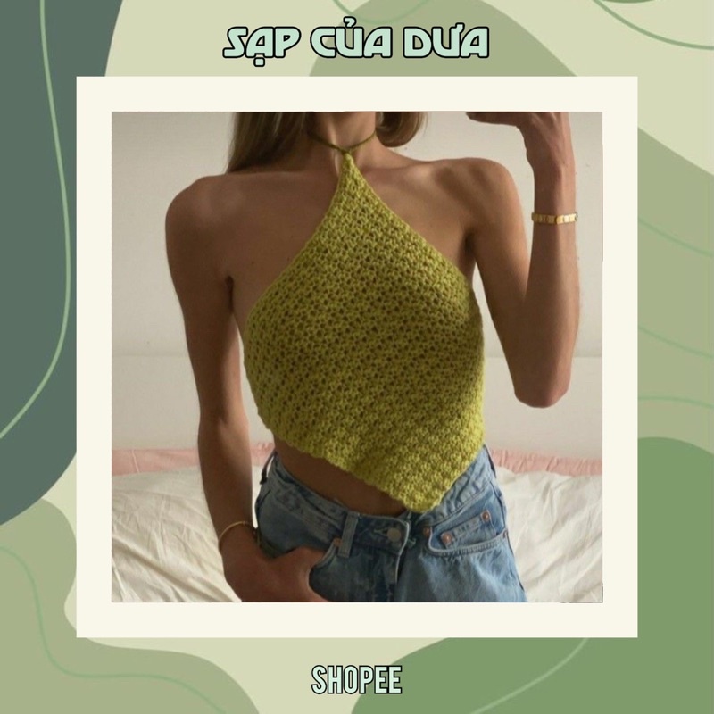 Kylie Top Crochet. Áo yếm bằng len có thể tự chọn màu
