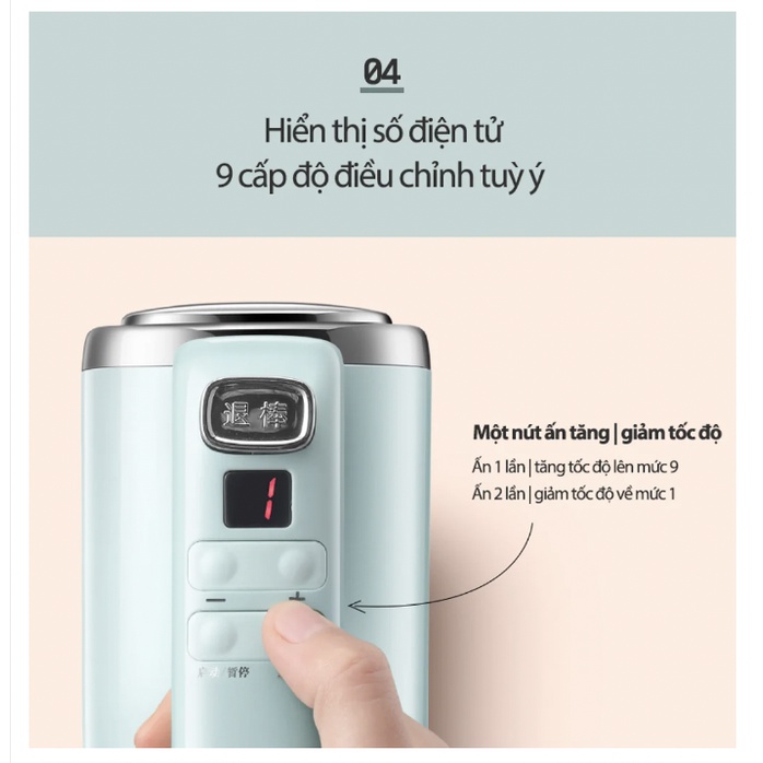 MÁY TRỘN BỘT ĐÁNH TRỨNG CẦM TAY VÀ ĐỂ BÀN 9 MỨC ĐỘ - BẢN NỘI ĐỊA - BẢO HÀNH 18 THÁNG - CHÍNH HÃNG BEAR DDQ-B03V1