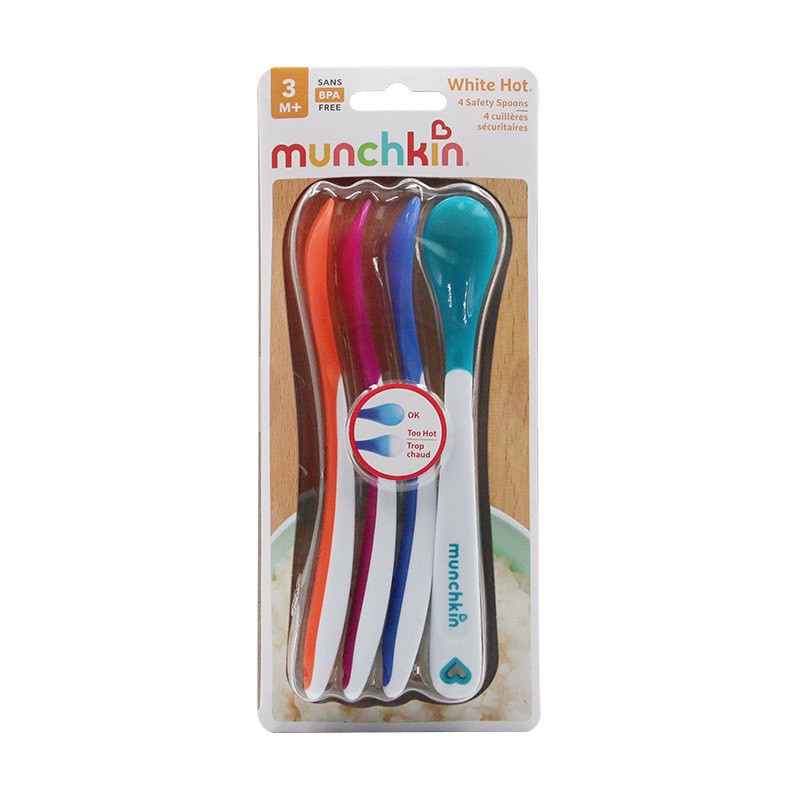 Thìa ăn dặm báo nóng Munchikin cao cấp cho bé tập ăn cháo, bột dễ dàng Bunakids AD56