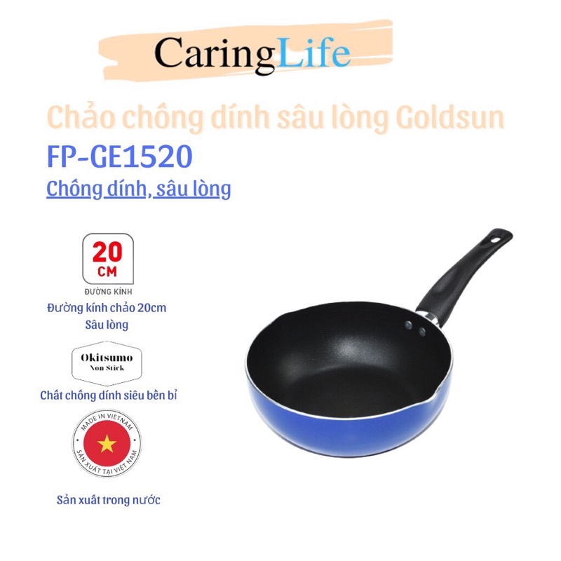 Chảo chống dính sâu lòng Goldsun FP-GE1520 20cm Hàng chính hãng