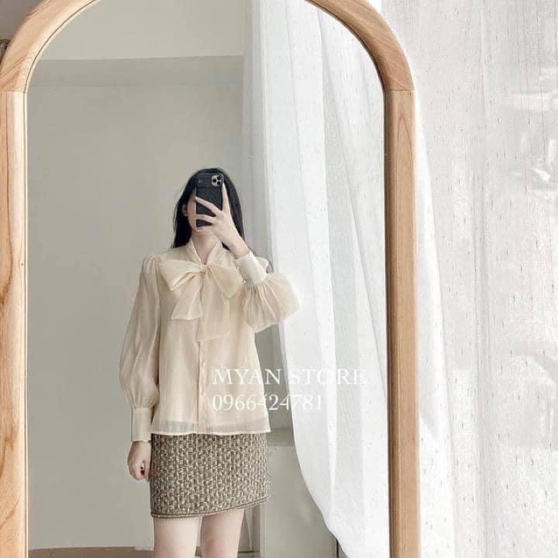 Sơ mi voan cổ nơ