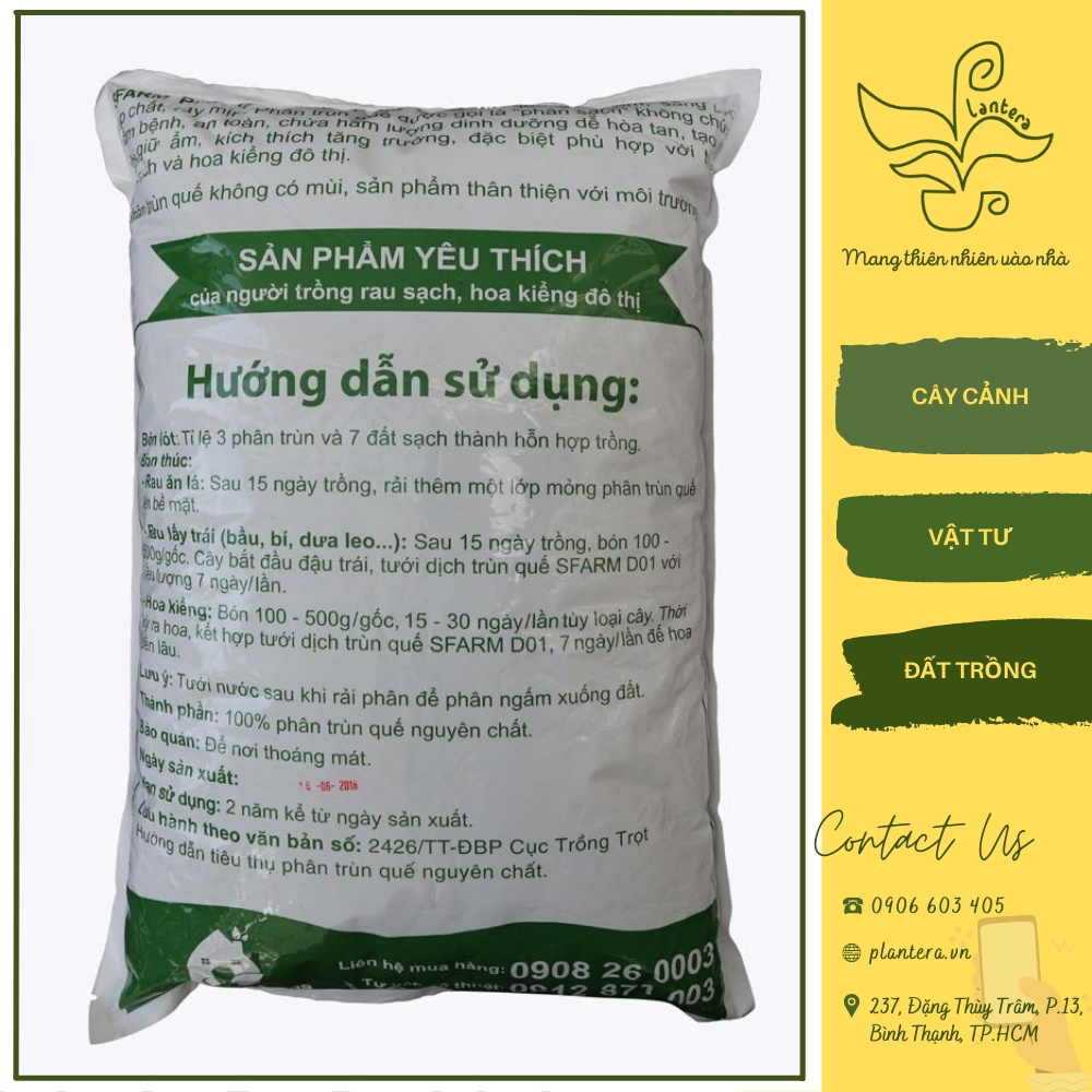 Phân Trùn Quế Hữu Cơ Tự Nhiên Sfarm Pb01 2Kg - Phân Hữu Cơ - Phân Dạng Bột - Phân Trùn Quế