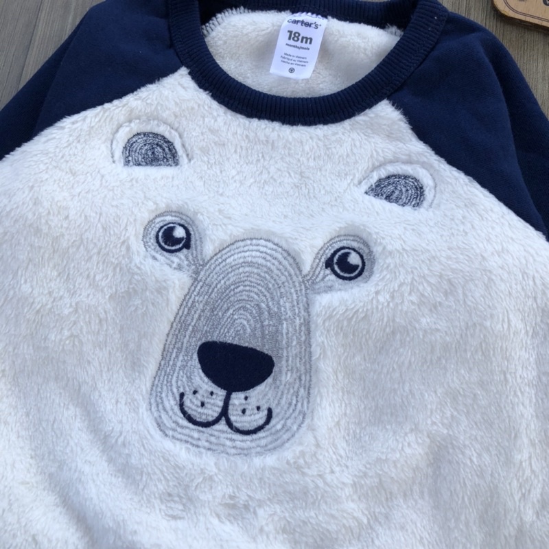 Bộ nỉ lông bé trai xuất dư mềm mại dày ấm