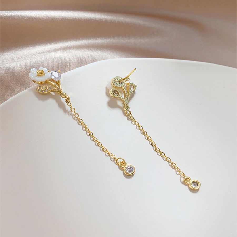 Đôi Bông Tai Dáng Rơi Họa Tiết Hoa Thời Trang Cho Nữ