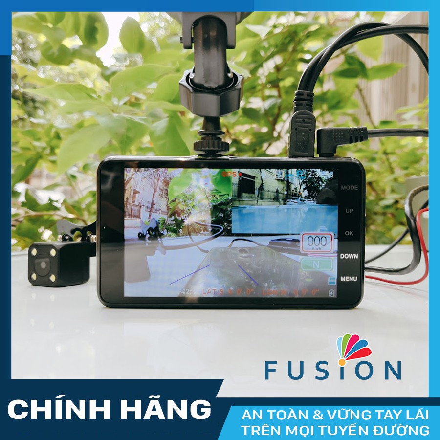 Camera hành trình ô tô Fusion V2 có GPS kiêm camera lùi + thẻ nhớ 32GB Class 10