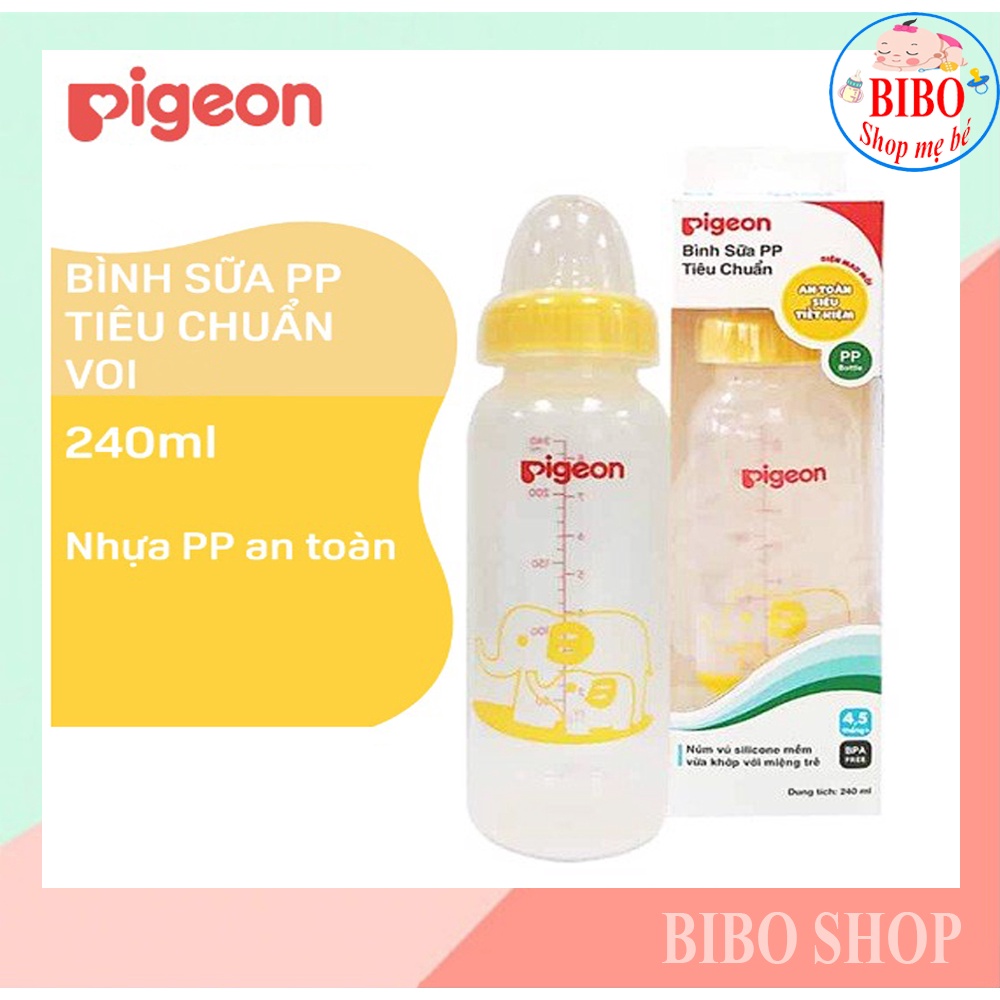 Bình Sữa Pigeon PP Tiêu Chuẩn Hình Voi 240ml. Bình Bú Cho Bé