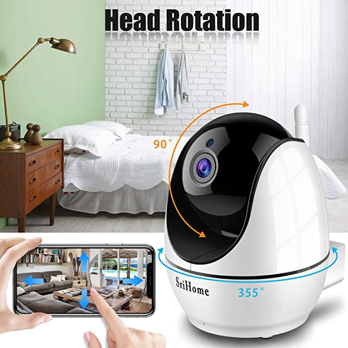 Camera Wifi - Camera Srihome SH026 -3.0Mpx/Full HD-Xoay 360 Theo Chuyển Động,Cảnh Báo Người lạ Có Đàm Thoại,Kèm Thẻ 64Gb