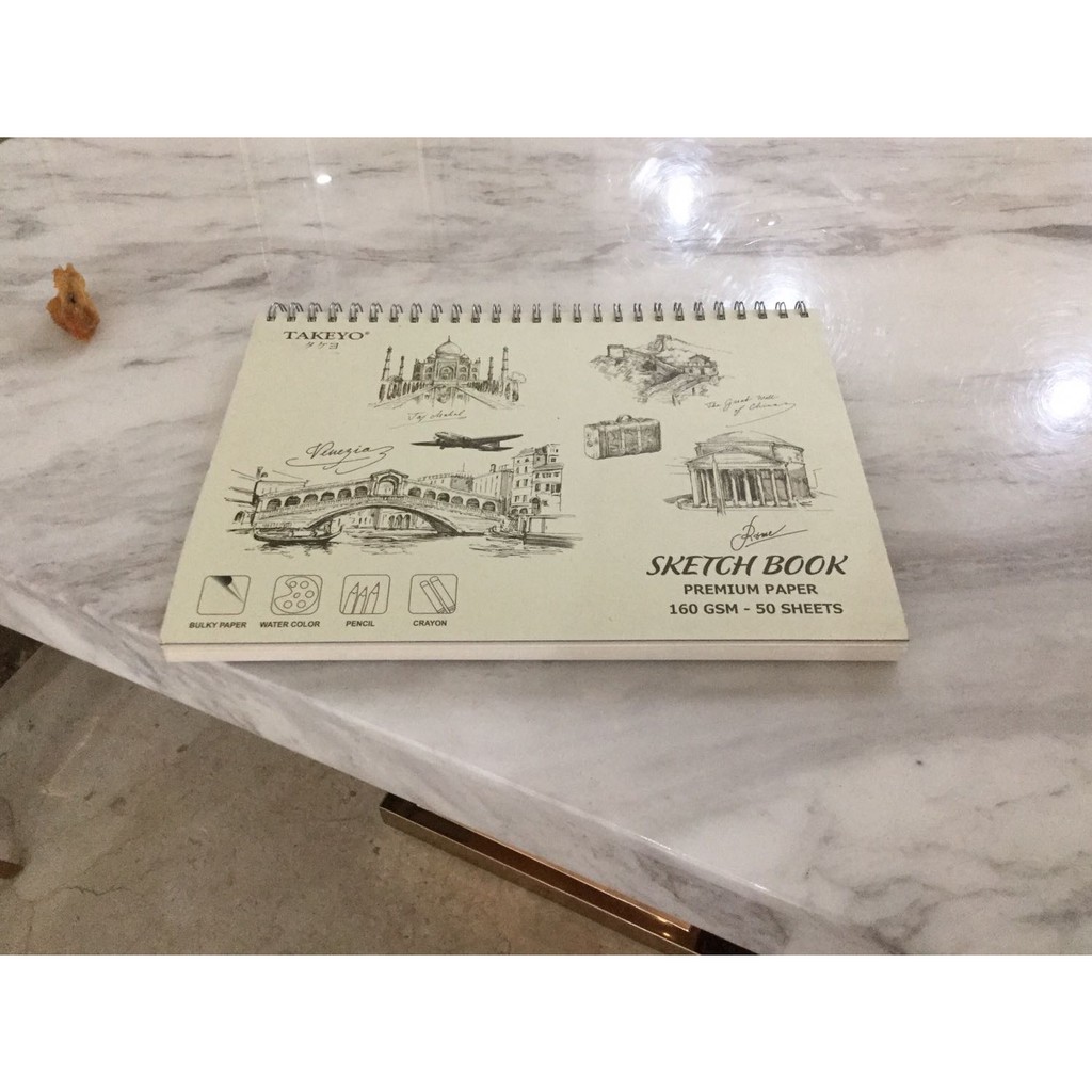 Sổ vẽ lò xo Takeyo B4 giấy màu ngà Sketch Book TMG- 8525