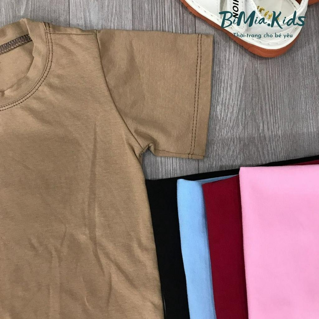 Áo thun trơn cộc tay cho bé trai bé gái BIMIA.KID Cotton 100% thoáng mát chất lượng cao