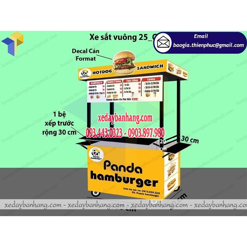 Mẫu xe bán bánh mì di động nhãn hiệu Panda Hamburger - xedaybanhang.com - ĐT: 0903897980