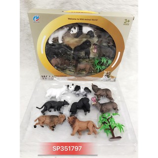 Đồ chơi thú rừng 8c ( gấu bắc cực, gấu,gấu trúc,báo đen,bò rừng,sư tử,hà mã,tinh tinh), 369-A120