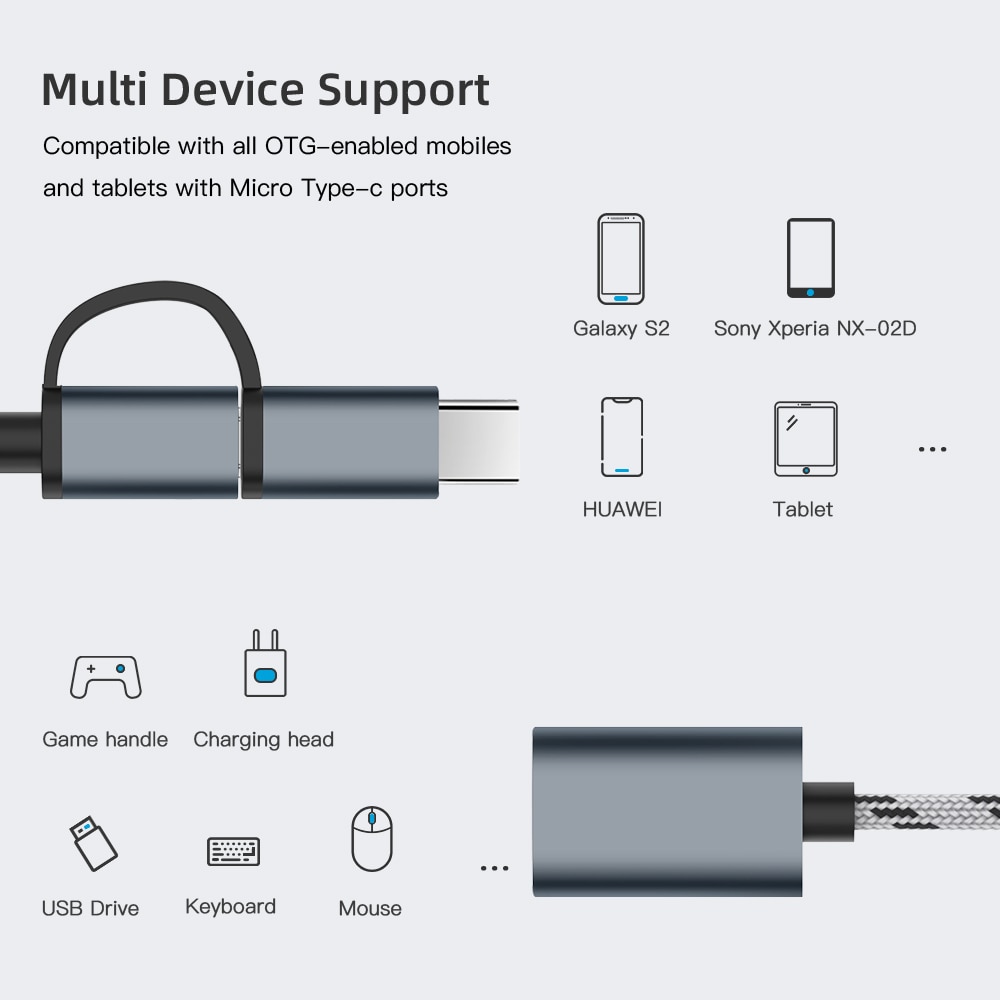 Cáp Chuyển Đổi 2 Trong 1 Otg Type-C Micro Usb