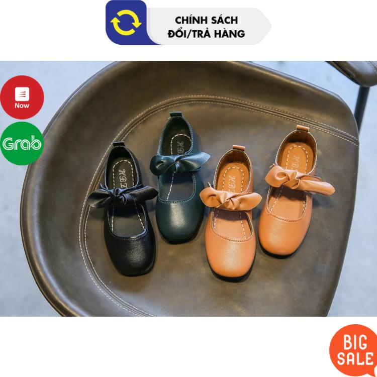 Giày Vintage bé gái xinh xắn Giày búp bê cho bé gái quai dán thắt nơ điệu đà Size 21-35 Giày bé gái 3-14 tuổi Giày bệt