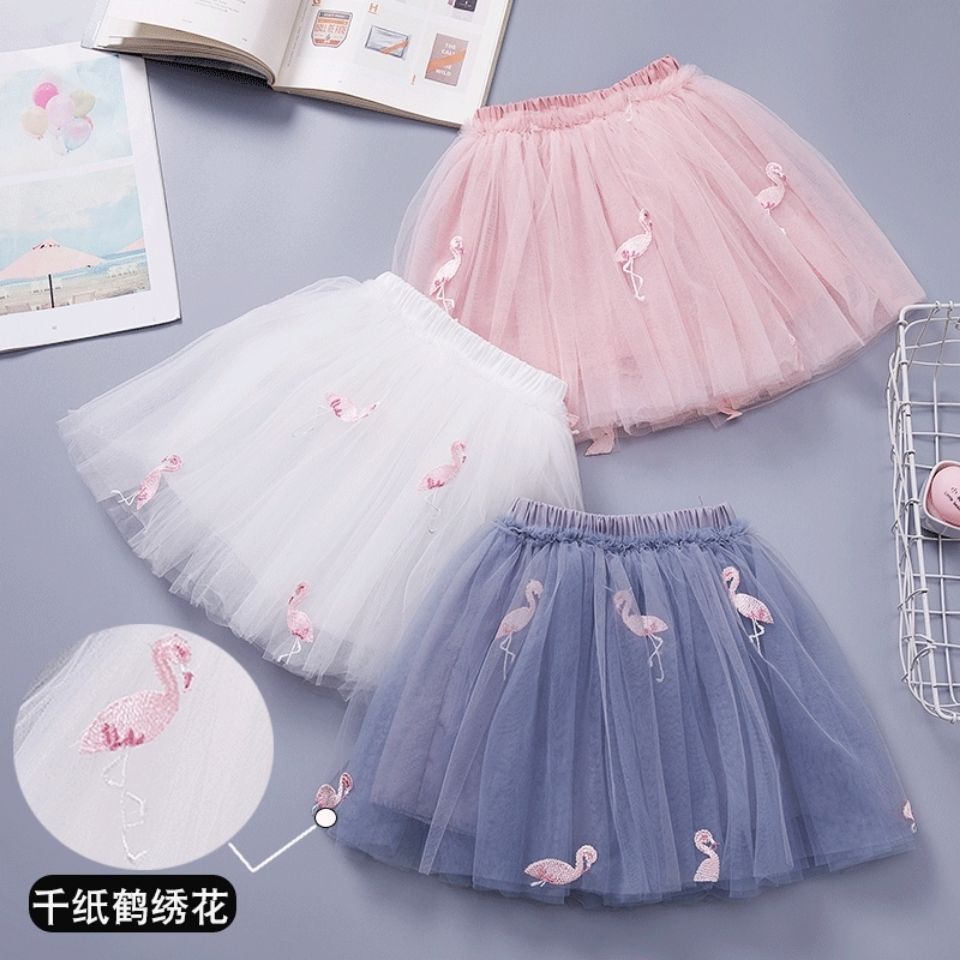 Chân Váy Bé Gái Dáng Xòe Tầng Đính Cườm Họa Tiết Hạc Đáng Yêu Cho Bé 2 3 4 5 6 Tuổi Binhphuong.Store