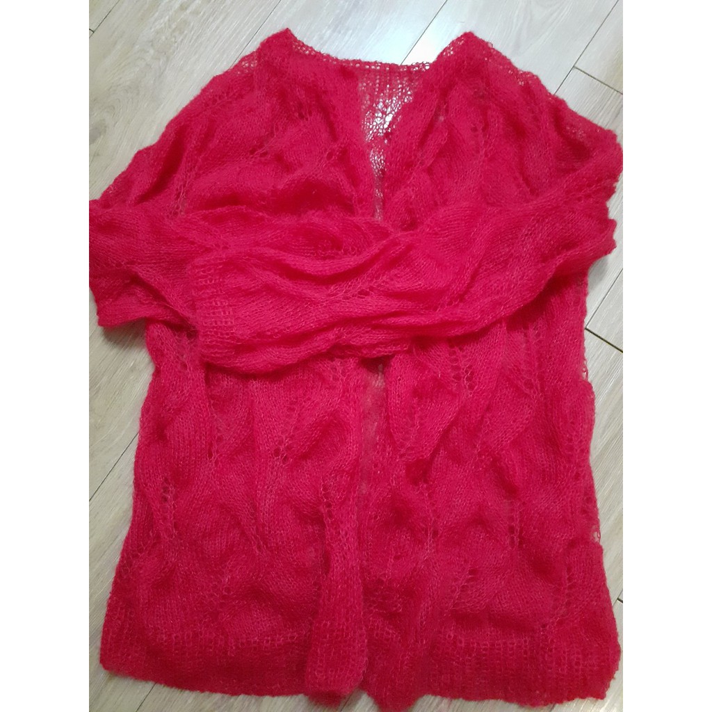 Áo cardigan len đỏ