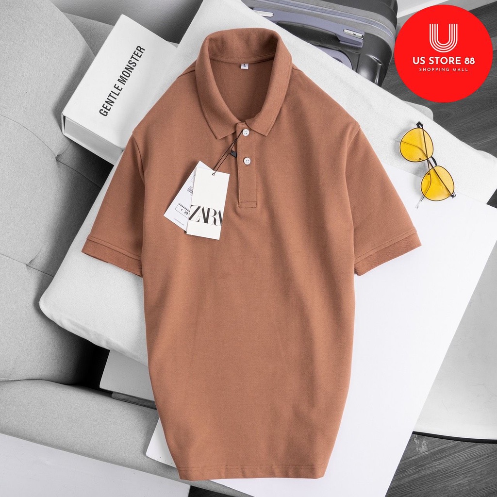 Áo thun polo nam ngắn tay cổ bẻ ZR màu hồng đất - Chất vải mát mịn xuất khẩu cao cấp