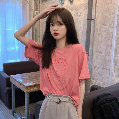 Áo thun ngắn tay dáng rộng in hình gấu thiết kế thời trang cá tính cho nữ