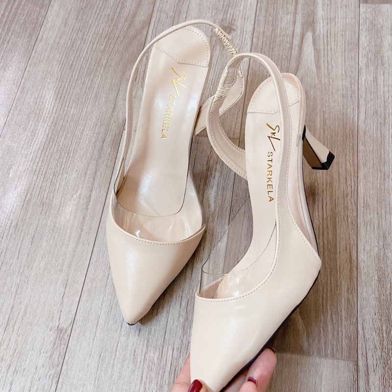 Giày cao gót nữ/ giày công sở (ẢNH THẬT) dáng chun sau sang chảnh che khuyết điểm Pun Shoes gót nhọn cao 7cm.
