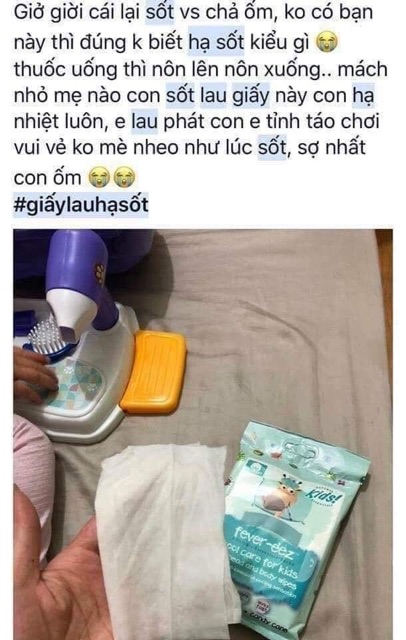 GIẤY LAU HẠ SỐT FEVER-EEZ DÀNH CHO BÉ