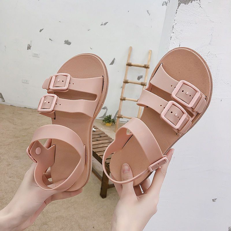 Jiashucheng Giày Sandal Đế Dày Phẳng Chống Trượt Phong Cách La Mã Thời Trang Mới Cho Nữ