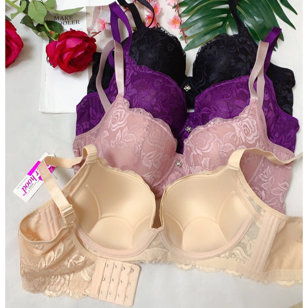 Áo lót nữ  Áo lót big size 101 ren mỏng quả to bản lưng 4 móc cài che mỡ thừa to ngực to.