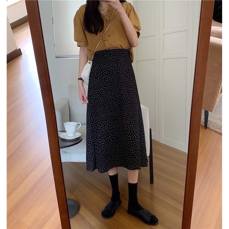 Chân váy hoa nhí dáng dài cạp chun | BigBuy360 - bigbuy360.vn