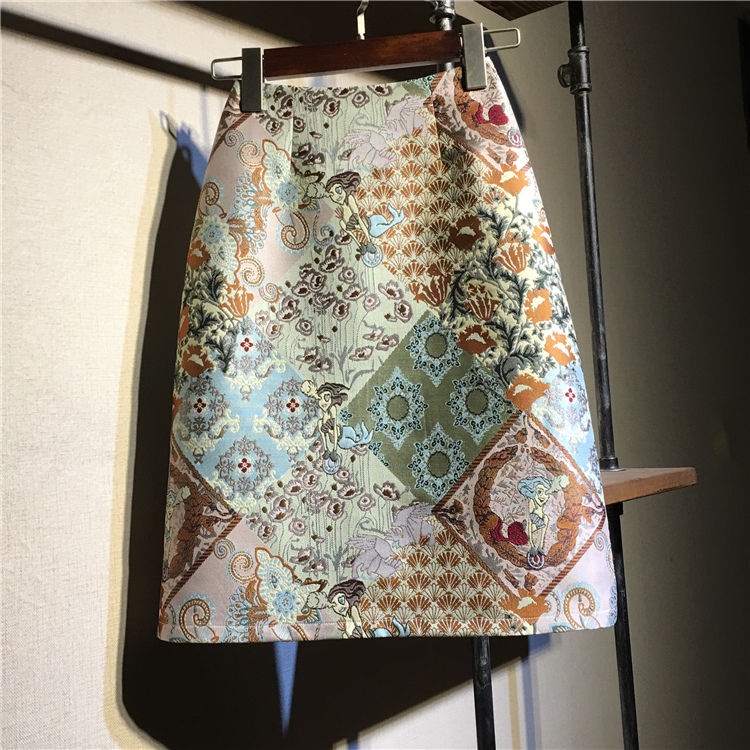 Chân Váy Chữ A Lưng Cao Họa Tiết Thêu Thời Trang