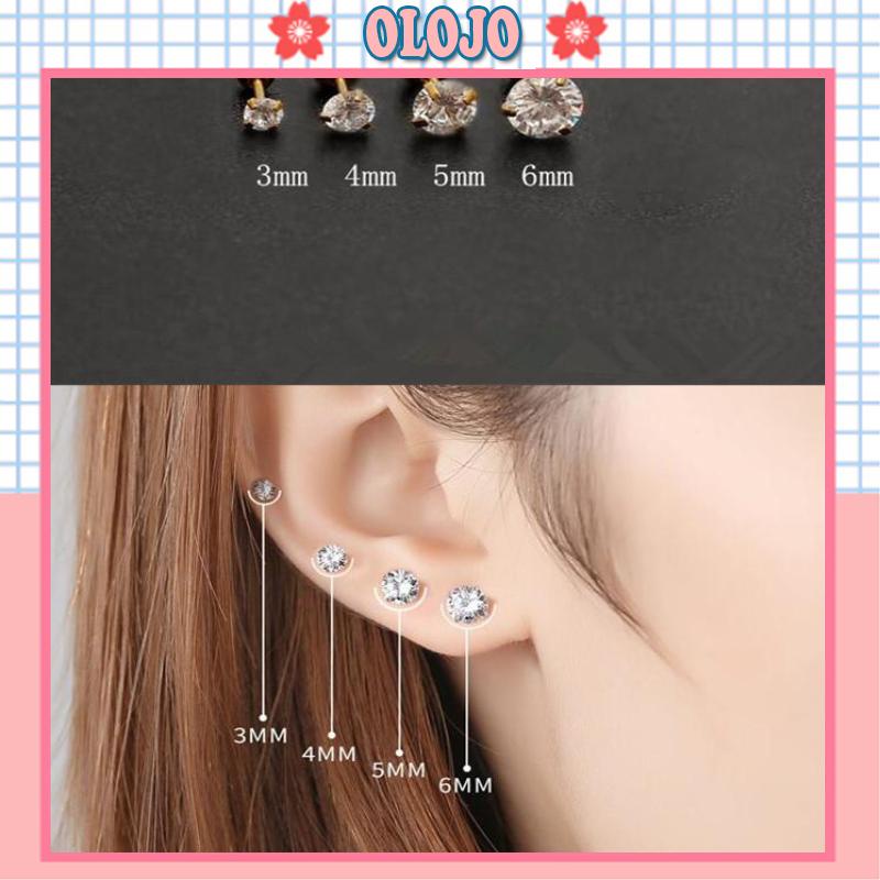 Bông Tai Đính Đá Zircon Bằng Thép Siêu Sáng