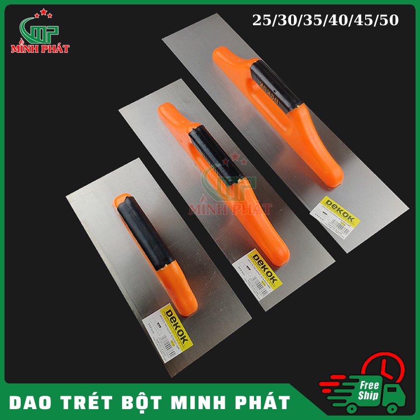 Dao Trét Bột Sơn Nước Dekok Tay Cầm Nhựa, Dao Bả Bột Trét Tường 25cm 30cm 35cm Thép Trắng