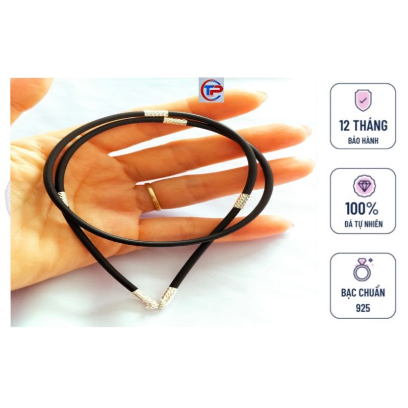 Vòng cổ dây cao su bọc bạc 925 3li cho nữ đẹp thời trang bảo hành bao đổi mới