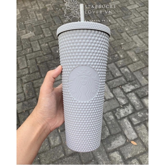 |CHÍNH HÃNG| LY STARBUCKS GAI MÀU XÁM SIZE KHỦNG 24OZ