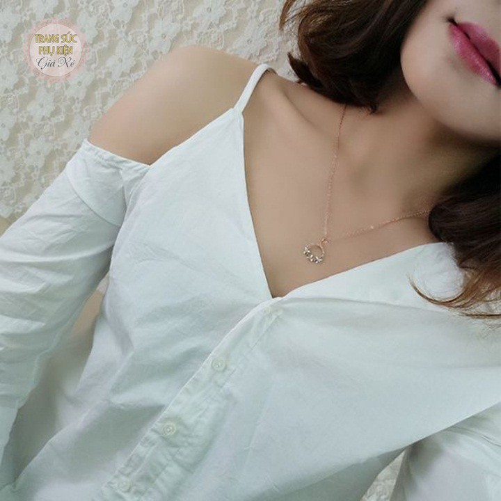 Dây chuyền nữ mặt vòng tròn hoa xinh xắn DC78, giá rẻ