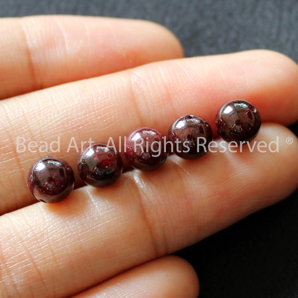 6mm Loại B Đá Hồng Lựu (Gar.net) Dạng Tròn, Phối Vòng Tay Phong Thuỷ, Chuỗi Hạt, Hoả, Thổ S50 - Bead Art