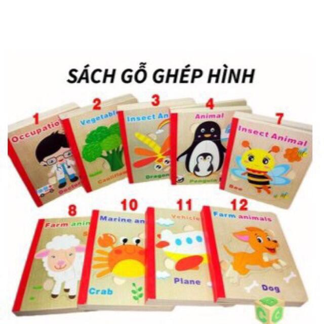 Đồ Chơi Sách Gỗ Ghép Hình 6 Mặt Cho Bé - Hàng Việt Nam Loại I