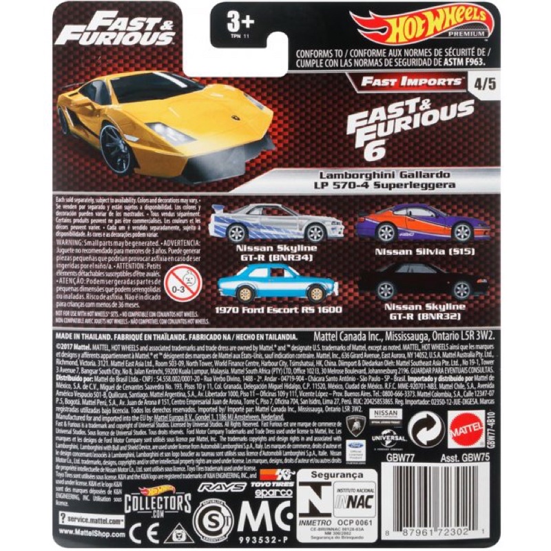 Xe mô hình Hot Wheels Premium Lamborghini Gallardo LP570-4 Superleggera Fast & Furious Car Culture