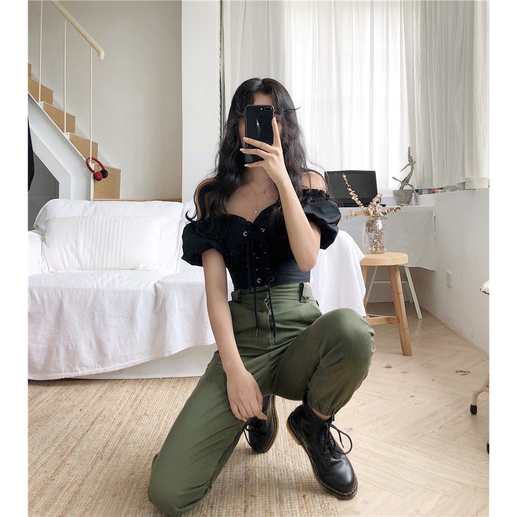 [Mã FAGREEN55 giảm 10% tối đa 30K đơn 99K] [Có Sẵn] Set quần jogger kaki + áo croptop #709 | BigBuy360 - bigbuy360.vn