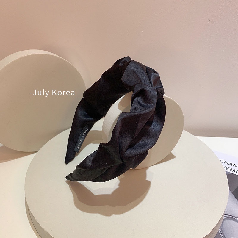 Cài tóc bản rộng vải satin màu macaron phong cách Pháp cổ điển thời trang xuân hè