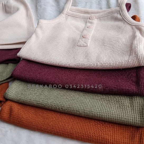 [PEEKABOO] BỘ HAI DÂY WAWA COTTON TỔ ONG CAO CẤP CHO BÉ GÁI