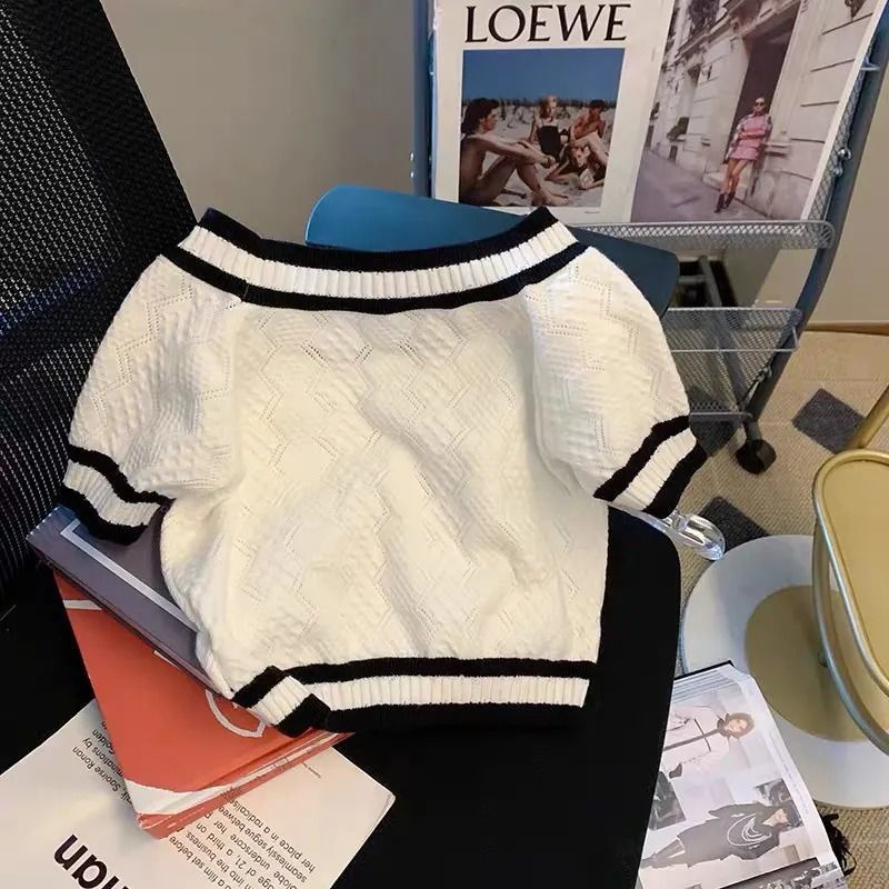 Áo Len Lệch Vai Ngắn Tay Thiết Kế Mới Thời Trang Mùa Hè Dành Cho Nữ