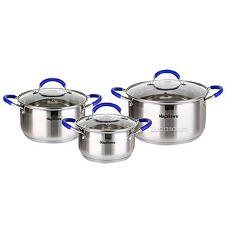 Bộ Nồi Inox Nagakawa NAG1302 - 3 Nồi Đáy 5 Lớp
