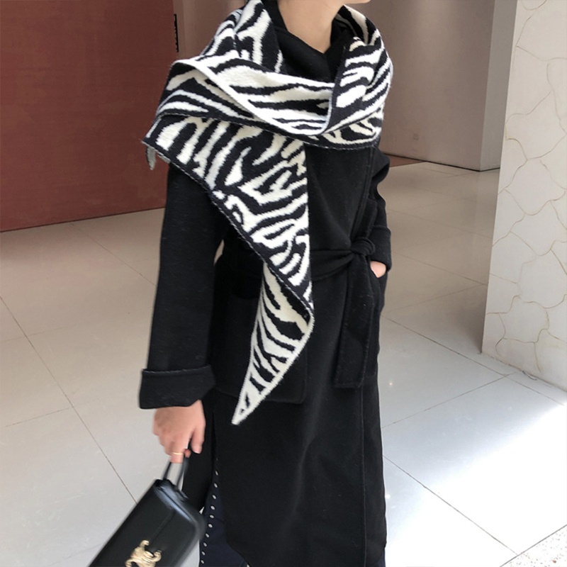 Áo Choàng Len Dệt Kim In Họa Tiết Hổ Phong Cách Hàn Quốc Thời Trang Mùa Đông Cho Nữ