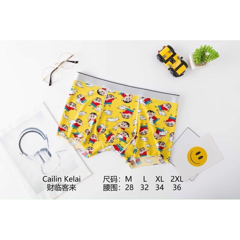 Quần Boxer - Quần Sịp Đùi Nam Họa Tiết Hoạt Hình Cao Cấp - Quần Sịp Minion, hình Shin - Bee Shop