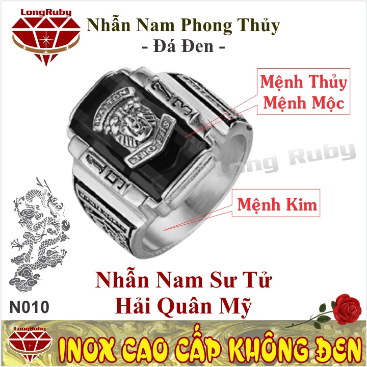 NHẪN SƯ TỬ HẢI QUÂN MỸ ĐỎ MAY MẮN KHÔNG ĐEN